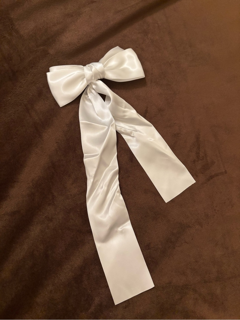 NWT Solar Eclipse Large White Satin Bow Hair Clip